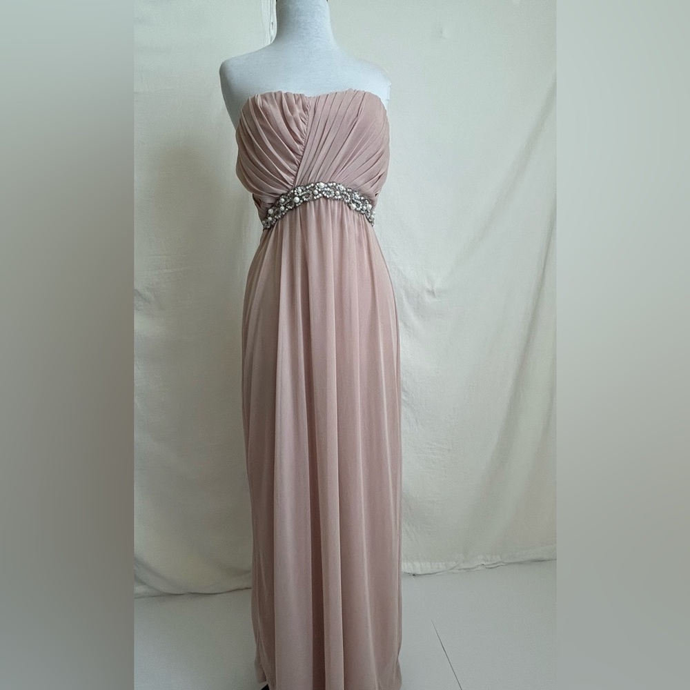 City Triangle champagne strapless gown size 3